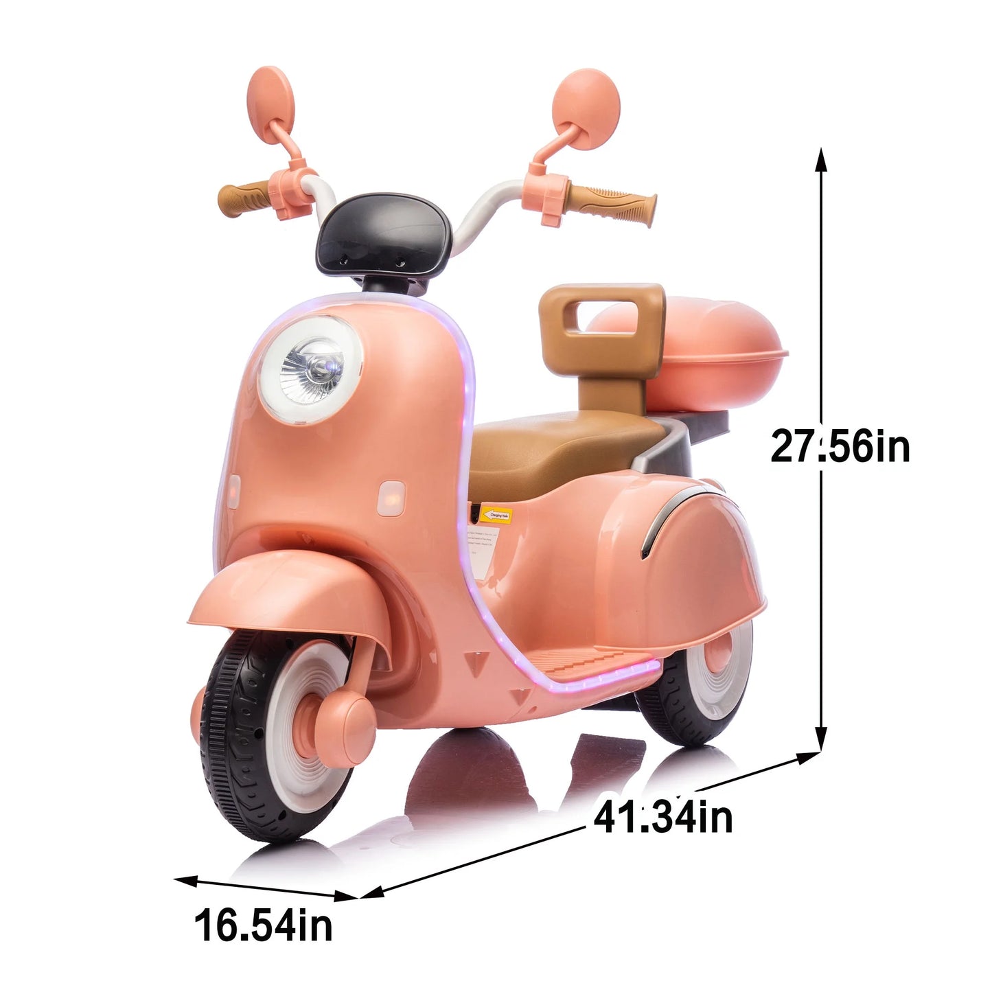 12V Kids Powered Ride On Motorcycle, 3 Wheel Electric Bike with LED Lights, Bluetooth, USB, Storage Box, Dual 35W Motors, Anti-Slip Tires & Backrest Seat Motorcycle Toy for Boys & Girls 3-6 Yrs, Pink