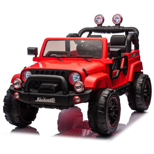 24V Kids Ride On Electric Car with Remote Control, 2WD, 20” Seat Width, USB/Bluetooth Music Player, Pull Rod, Rear Suspension, LED Lights, Trunk Storage, for Kids Ages 3-8, High/Low Speed