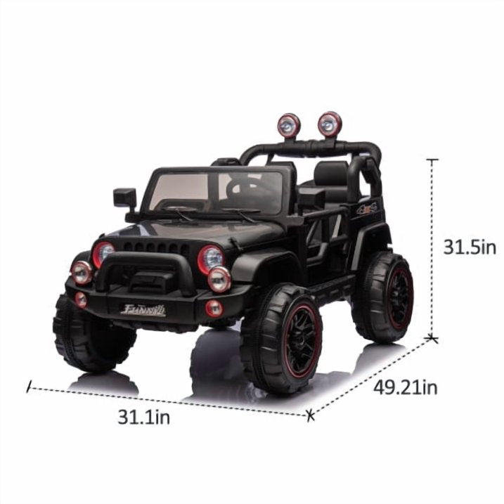 24V Kids Ride On Electric Car with Remote Control, 2WD, 20” Seat Width, USB/Bluetooth Music Player, Pull Rod, Rear Suspension, LED Lights, Trunk Storage, for Kids Ages 3-8, High/Low Speed