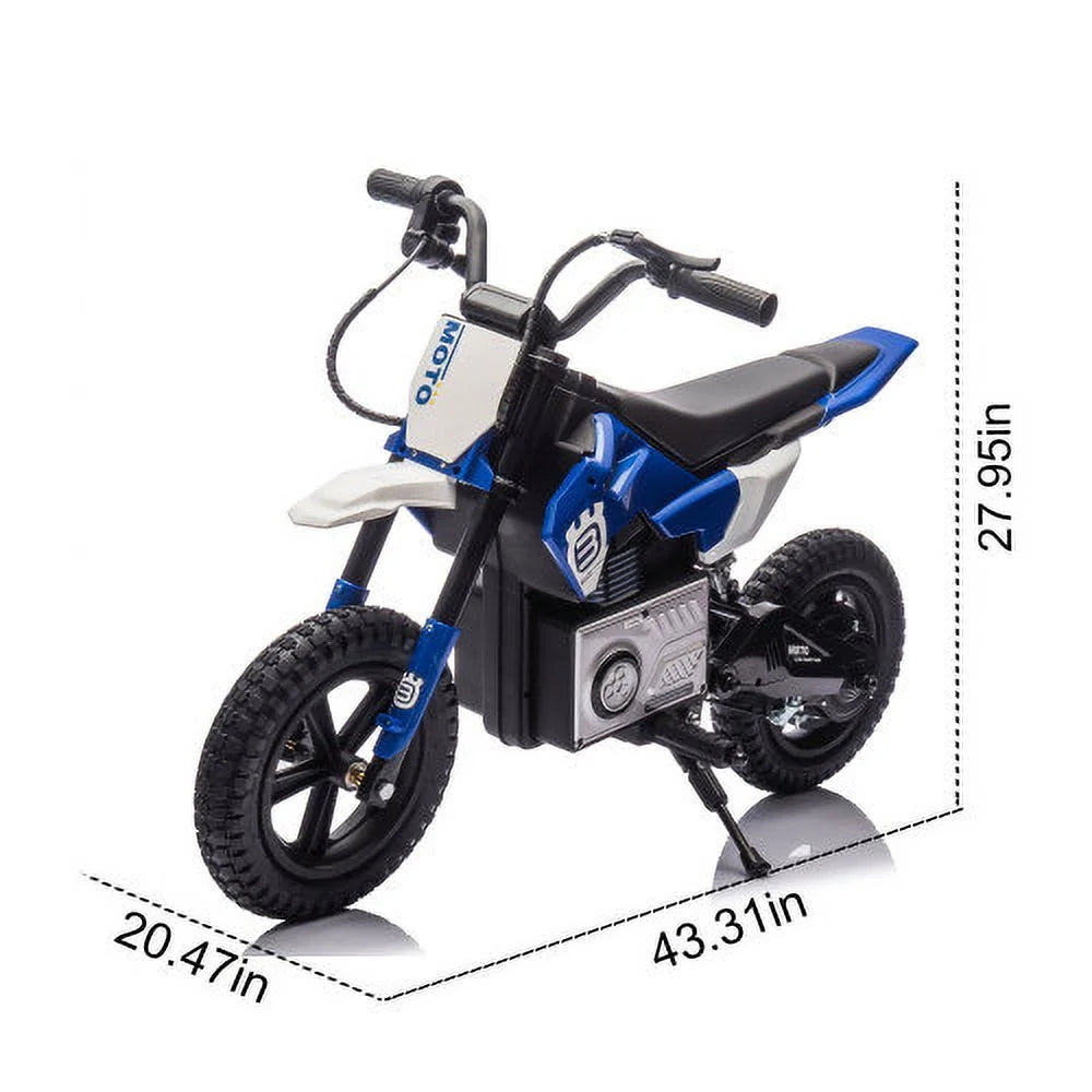 24V Kids Electric Motocross Motorcycle with Bluetooth Music - 200W Power, Rear Shock Absorber, LED Breathing Lights, Adjustable Speed up to 9.32 MPH - Powered Ride On Toy for Boys Girls Ages 5-15