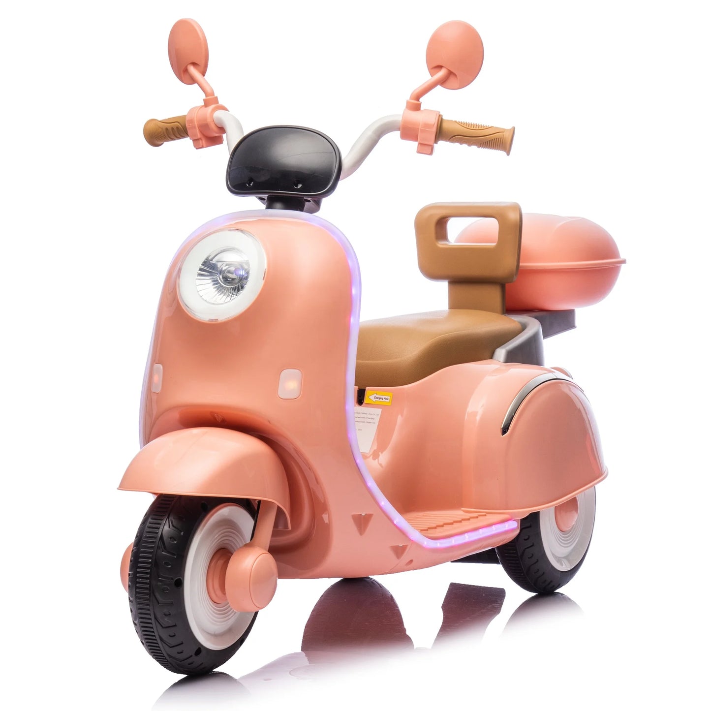 12V Kids Powered Ride On Motorcycle, 3 Wheel Electric Bike with LED Lights, Bluetooth, USB, Storage Box, Dual 35W Motors, Anti-Slip Tires & Backrest Seat Motorcycle Toy for Boys & Girls 3-6 Yrs, Pink