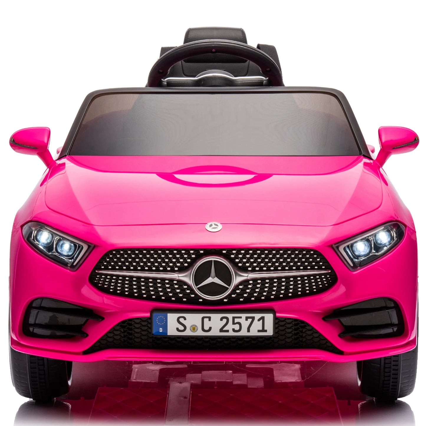 Kids Ride on Cars, 12V Powered Mercedes Benz Ride on Toys w/Remote Control, Music, Bluetooth, LED Light, USB, Power Display, Four Wheel Suspension Electric Car for Toddlers 3-6 Year Olds, Pink