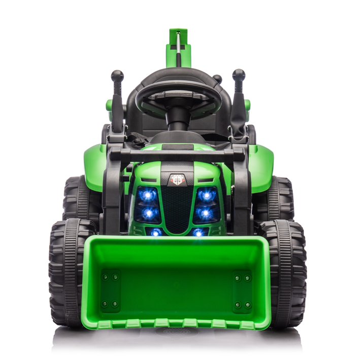 24V Kids Ride-On Electric Tractor with 4-in-1 Construction Attachments (Excavator, Dump Truck & Bulldozer), Parent Remote Control, 3-Speed, Music Player, LED Lights, Swivel Seat, Detachable Wagon