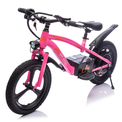 24V Kids Electric Dirt Bike, 300W Super Power Motor, 12.43 MPH Max Speed, 16" Pneumatic Tires, Adjustable Seat, Power Display, Powered Ride On Motorcycle for Boys Girls Ages 5-12 Years Old (Pink)