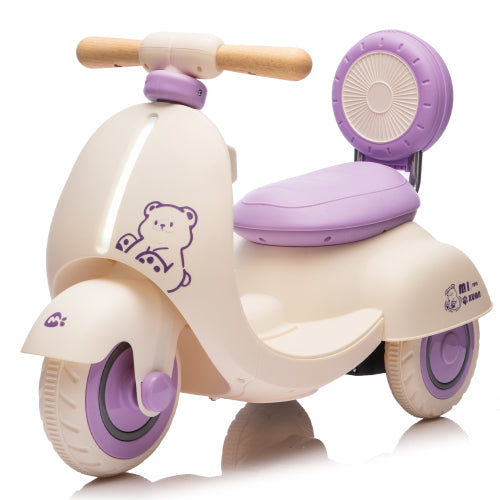 12V Kids Electric Motorcycle w/ 2.4G Remote Control, 3-Wheel Design & Soft-Start for Toddlers Ages 1-3 | Safe-Ride Lights & Bluetooth, Purple