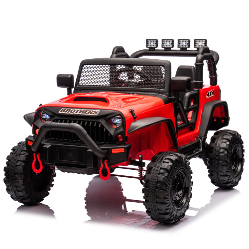 24V Kids Ride On Tractor with Trailer, 400W Dual Motor Powered Electric Car Toy with Remote Control, 3 Speed Adjustable, Bluetooth, USB/MP3, LED, 6 Wheer Ride On Car for Kids Boys Girls