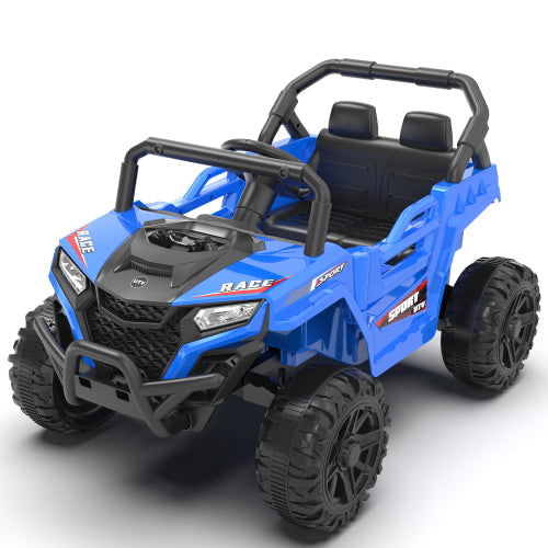 12v Kids Ride On Cars UTV With Remote Control, Ride on Toy/Anti-Collision Bar, High Chassis, Anti-Slip Wheels, Musie, 4 Wheel Suspension Electric Vehicle for Boys Or Girls, Blue