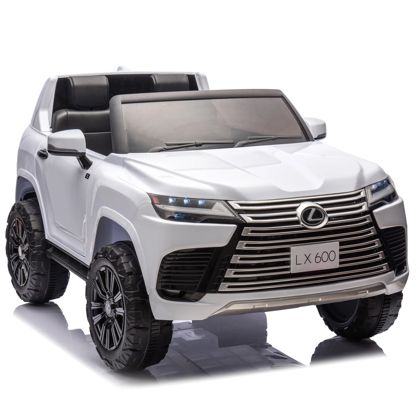 24v Kids Two Seater Ride On Cars With Remote Control, Power Display, Bluetooth, Music, LEXUS LX600 Ride on Toy Cars With 20" Seat, 4 Wheel Suspension Electric Car for Kids Boy Girls, White