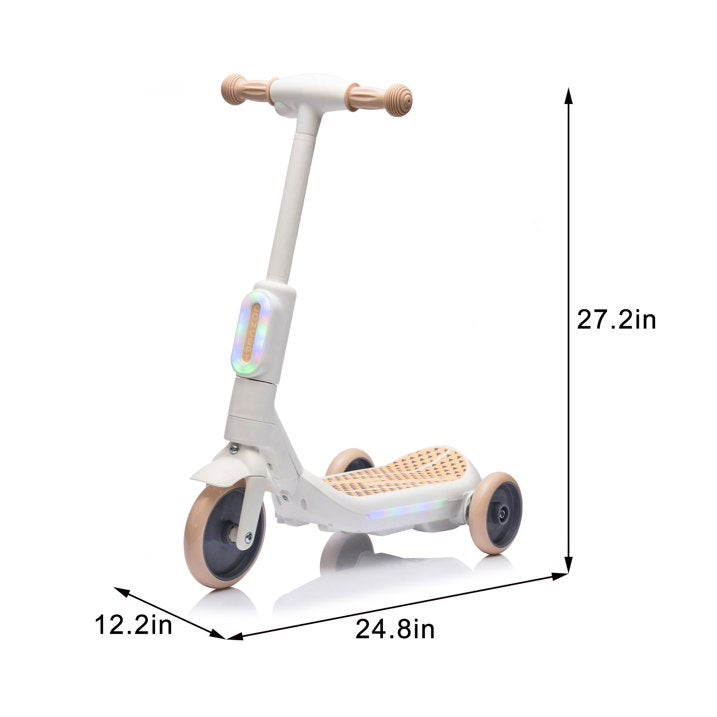 3 Wheel Electric Scooter for Kids Ages 3-6, LED Light Up Balance Training Scooter with Music, Steam Sprayer & Extra Wide Non Slip Deck, 6V Ride On Toy for Boys Grils