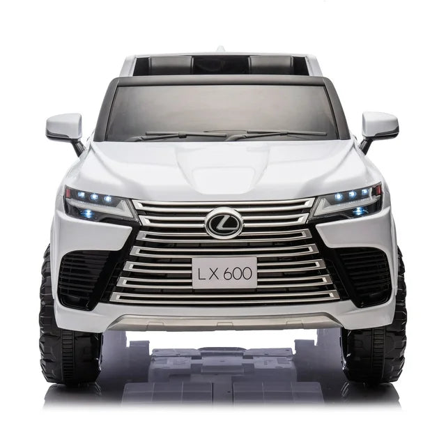 24v Kids Two Seater Ride On Cars With Remote Control, Power Display, Bluetooth, Music, LEXUS LX600 Ride on Toy Cars With 20" Seat, 4 Wheel Suspension Electric Car for Kids Boy Girls, White