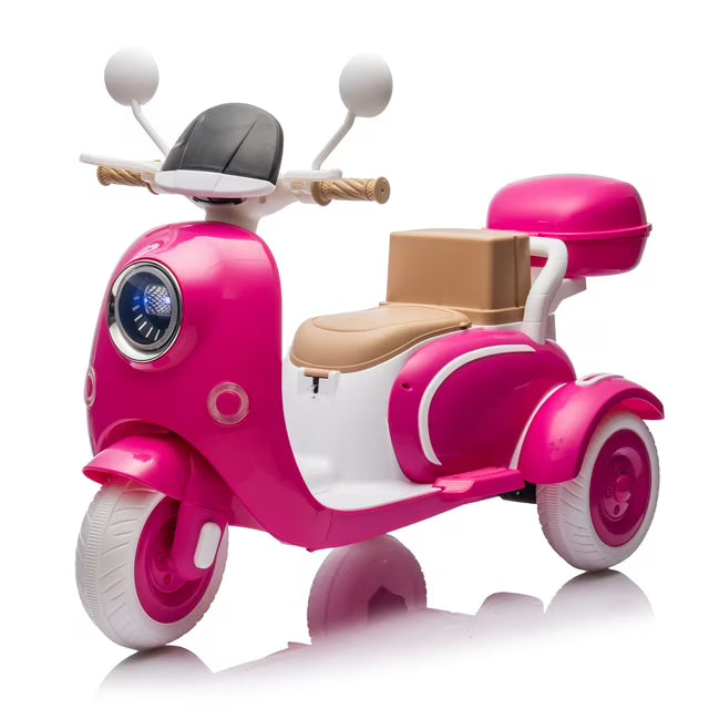 12V Electric Motorcycle for Kids, 2 Seater Battery Power Ride on Motorcycle Toys with Slow Start, LED, Music, USB, 3 Wheel Electric Motorcycle for Boy Girl Birthday Gift, Pink