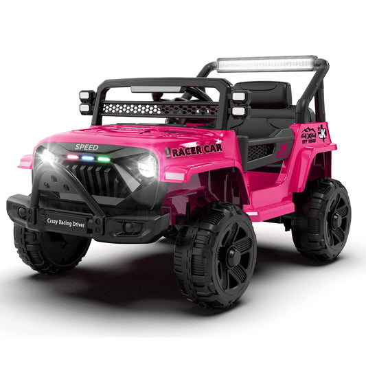 12V Kids Electric Ride-On Truck Car with Remote Control, Dual Drive, 4-Wheel Suspension, Music & Early Education Mode, Bluetooth/USB/MP3, Mic Jack, LED Lights – For Toddlers Ages 1-4