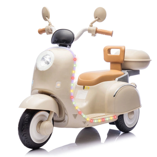 12V Kids Powered Ride On Motorcycle, 3 Wheel Electric Bike with LED Lights, Bluetooth, USB, Storage Box, Dual 35W Motors, Anti-Slip Tires & Backrest Seat Motorcycle Toy for Boys & Girls 3-6 Yrs, Pink