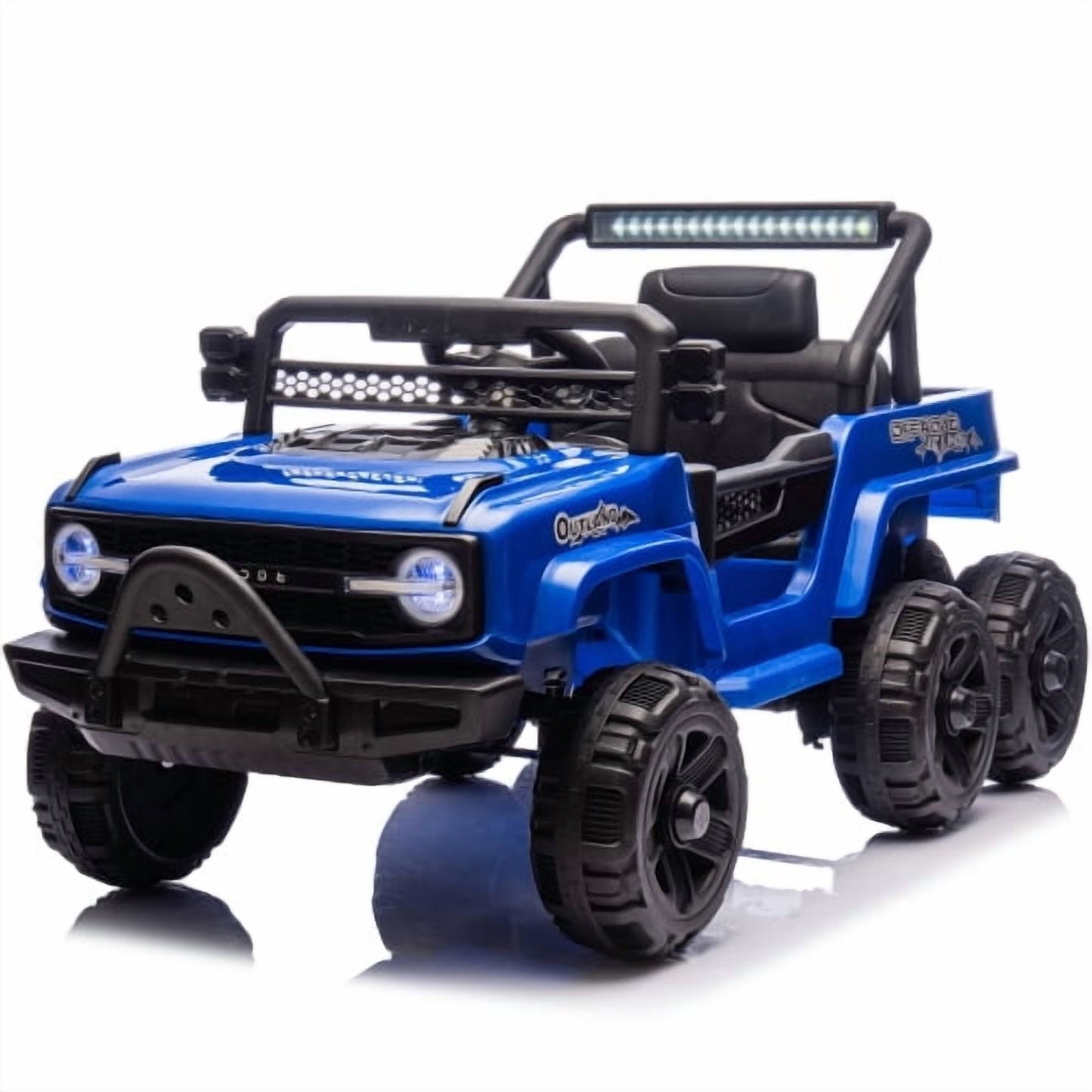 12V Kids Ride On 6-Wheel electric truck car W/Parents Control, Six-Wheel Suspension, Power display, Searchlight, LED Lights, Music&Bluetooth, USB, MP3&Microphone Ports, Slow start For Kids 3-5