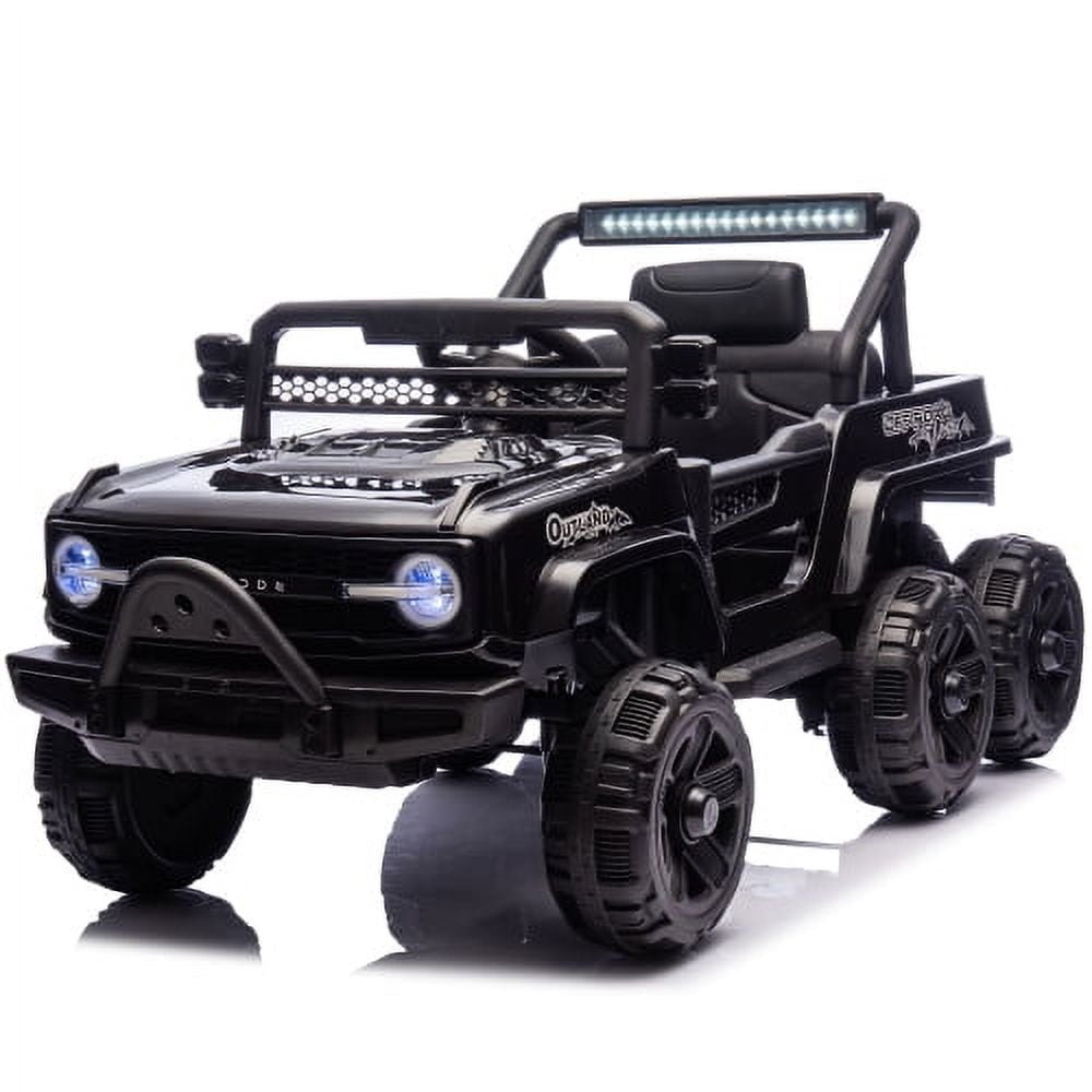 12V Kids Ride On 6-Wheel electric truck car W/Parents Control, Six-Wheel Suspension, Power display, Searchlight, LED Lights, Music&Bluetooth, USB, MP3&Microphone Ports, Slow start For Kids 3-5