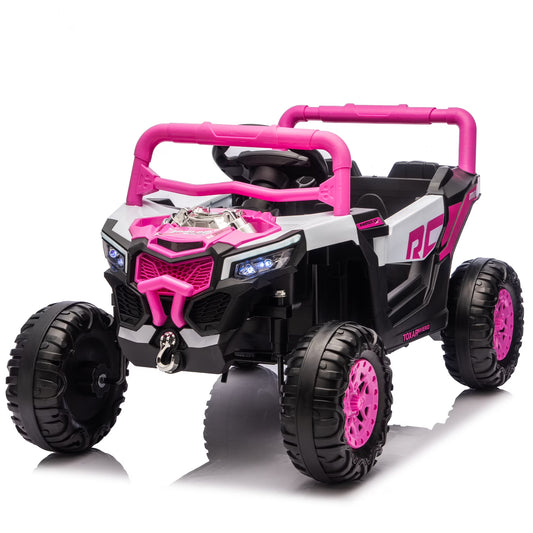 12V Kids Ride On Electric UTV W/Remote Control,Slow Start&Swing Function, Anti-Slip Wheels with Front Shock Absorbers, LED, Music Player, Electric Ride on Cars for Kids Aged 3-5 Boys and Girls