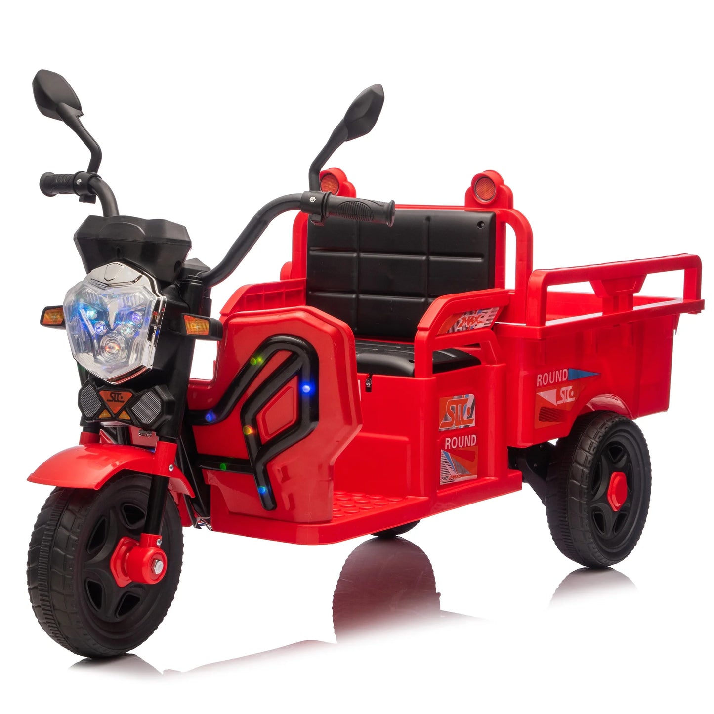 12V Kids Ride-On 3-Wheel Dump Truck Trike with LED Lights, Music, Anti-Slip Wheels, Cargo Bed & Long Battery Life – Electric Cargo Ride-On Toy for Boys & Girls Ages 3-7