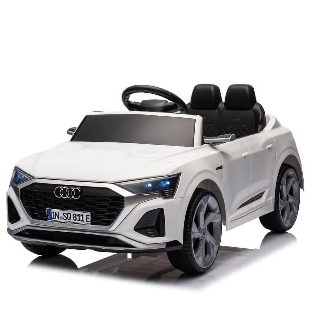 12V Powered Ride on Cars with Remote Control, Licensed Audi SQ8 Ride on Toys for Kids, 4 Wheel Suspension Electric Toy Cars with Soft Start, Music, LED, Electric Car for Boys Girls Aged 3+, Blue