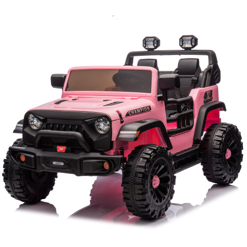 24V Two Seater Ride On Car Toys with Remote Control, 4 Wheel Suspension Electric Car for Kids, 400W Dual Motors, 19.69" Seat, LED Headlights, Searchlights, Bluetooth, Ride on Toys for Ages 3+, Black