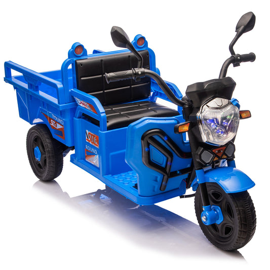 12V Kids Ride-On 3-Wheel Dump Truck Trike with LED Lights, Music, Anti-Slip Wheels, Cargo Bed & Long Battery Life – Electric Cargo Ride-On Toy for Boys & Girls Ages 3-7