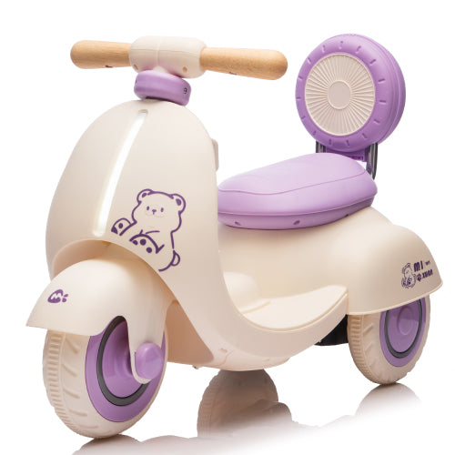 12V Kids Electric Motorcycle w/ 2.4G Remote Control, 3-Wheel Design & Soft-Start for Toddlers Ages 1-3 | Safe-Ride Lights & Bluetooth, Purple