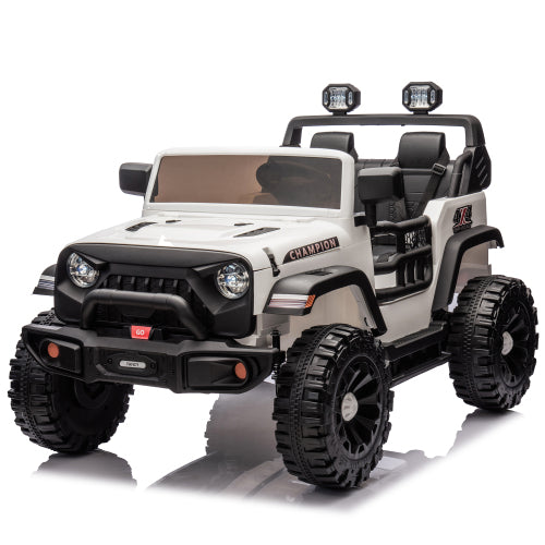 24V Two Seater Ride On Car Toys with Remote Control, 4 Wheel Suspension Electric Car for Kids, 400W Dual Motors, 19.69" Seat, LED Headlights, Searchlights, Bluetooth, Ride on Toys for Ages 3+, Black
