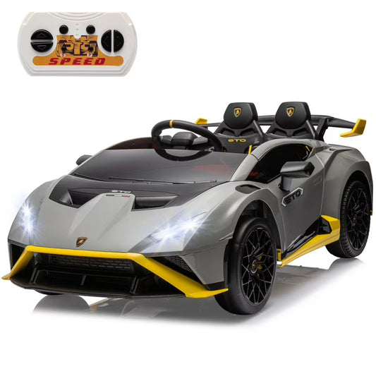 24 V Powered Ride on Car, Lamborghini Huracan Sto Ride on Toy with Remote Control, Kids Car Electric Vehicles with Bluetooth Music, LED Light, USB Port, Drift Feature, 360° Spins, Blue