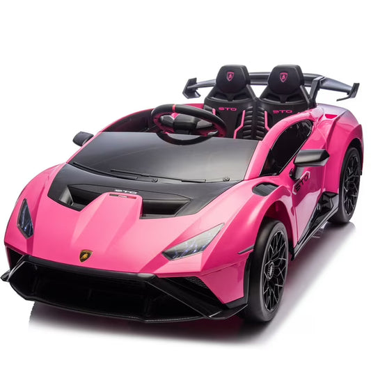 24 V Powered Ride on Car, Lamborghini Huracan Sto Ride on Toy with Remote Control, Kids Car Electric Vehicles with Bluetooth Music, LED Light, USB Port, Drift Feature, 360° Spins, Blue