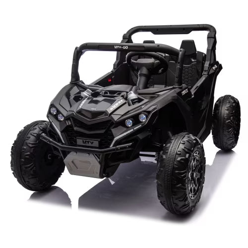 24V 2 Seater Powered Ride on UTV with Remote Control, 160W Motors, 4 Wheel Suspension Ride on Cars, Large Wheels, Anti Collision Bar, Storage, Bluetooth, USB, LED, Kids Electric Car for Kids 3+