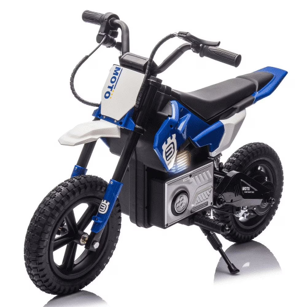 24V Kids Electric Motocross Motorcycle with Bluetooth Music - 200W Power, Rear Shock Absorber, LED Breathing Lights, Adjustable Speed up to 9.32 MPH - Powered Ride On Toy for Boys Girls Ages 5-15