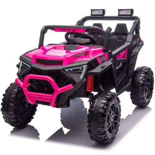 24V Kids Electric Ride on Cars Toy, 400W Power Ride on UTV Toy With Remote Control, Music, Bluetooth, Four Wheel Suspension, LED Lights, Portable Handle, Electric Car for Boys Girls 3+