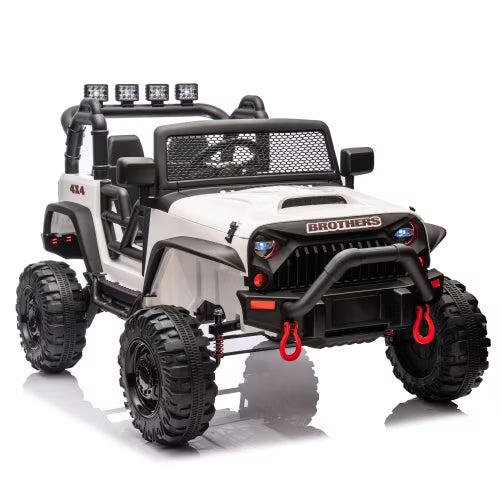 24V Kids Ride On Tractor with Trailer, 400W Dual Motor Powered Electric Car Toy with Remote Control, 3 Speed Adjustable, Bluetooth, USB/MP3, LED, 6 Wheer Ride On Car for Kids Boys Girls