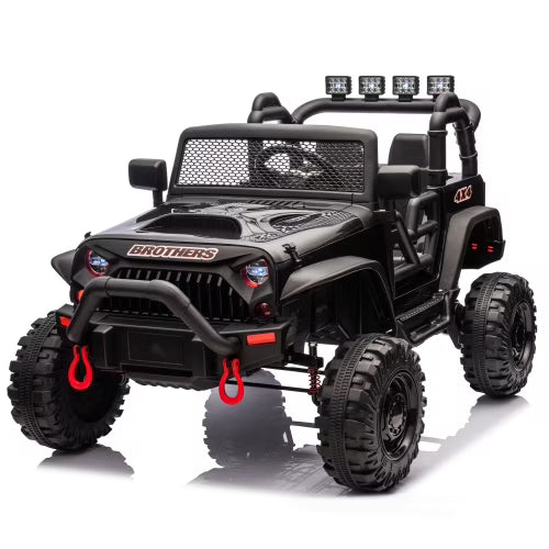 24V Kids Ride On Tractor with Trailer, 400W Dual Motor Powered Electric Car Toy with Remote Control, 3 Speed Adjustable, Bluetooth, USB/MP3, LED, 6 Wheer Ride On Car for Kids Boys Girls