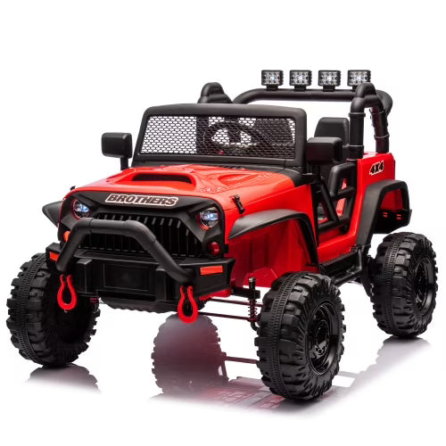 24V Kids Ride On Tractor with Trailer, 400W Dual Motor Powered Electric Car Toy with Remote Control, 3 Speed Adjustable, Bluetooth, USB/MP3, LED, 6 Wheer Ride On Car for Kids Boys Girls
