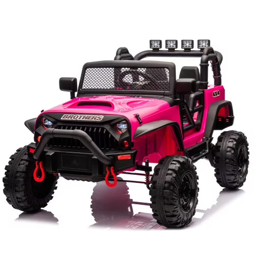 24V Kids Ride On Tractor with Trailer, 400W Dual Motor Powered Electric Car Toy with Remote Control, 3 Speed Adjustable, Bluetooth, USB/MP3, LED, 6 Wheer Ride On Car for Kids Boys Girls