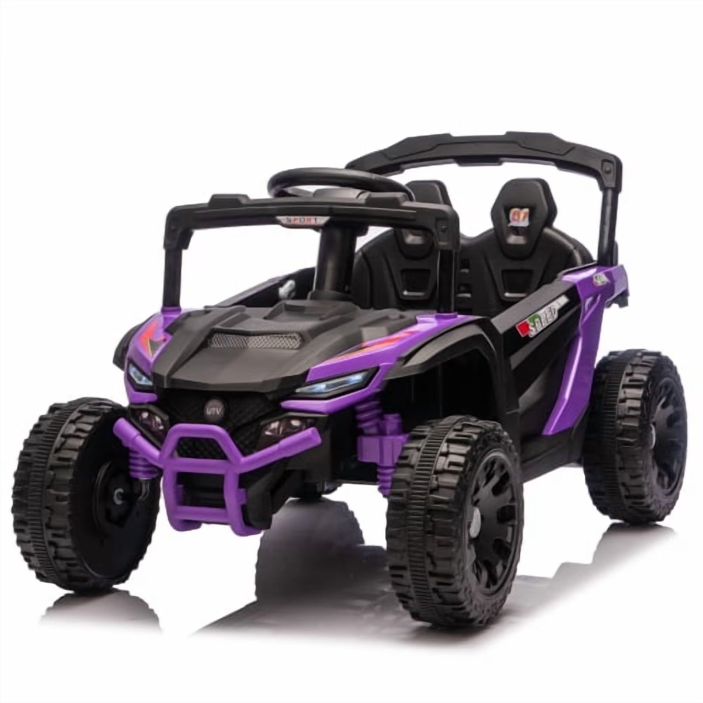 24V Kids Ride on UTV with Remote Control, 4 Wheel Suspension Ride on toy, Anti-Collision Bar, Non-Slip Grip Wheels, Bluetooth Music, Power Display, Electric Toy Car for Kids Ages 3–5