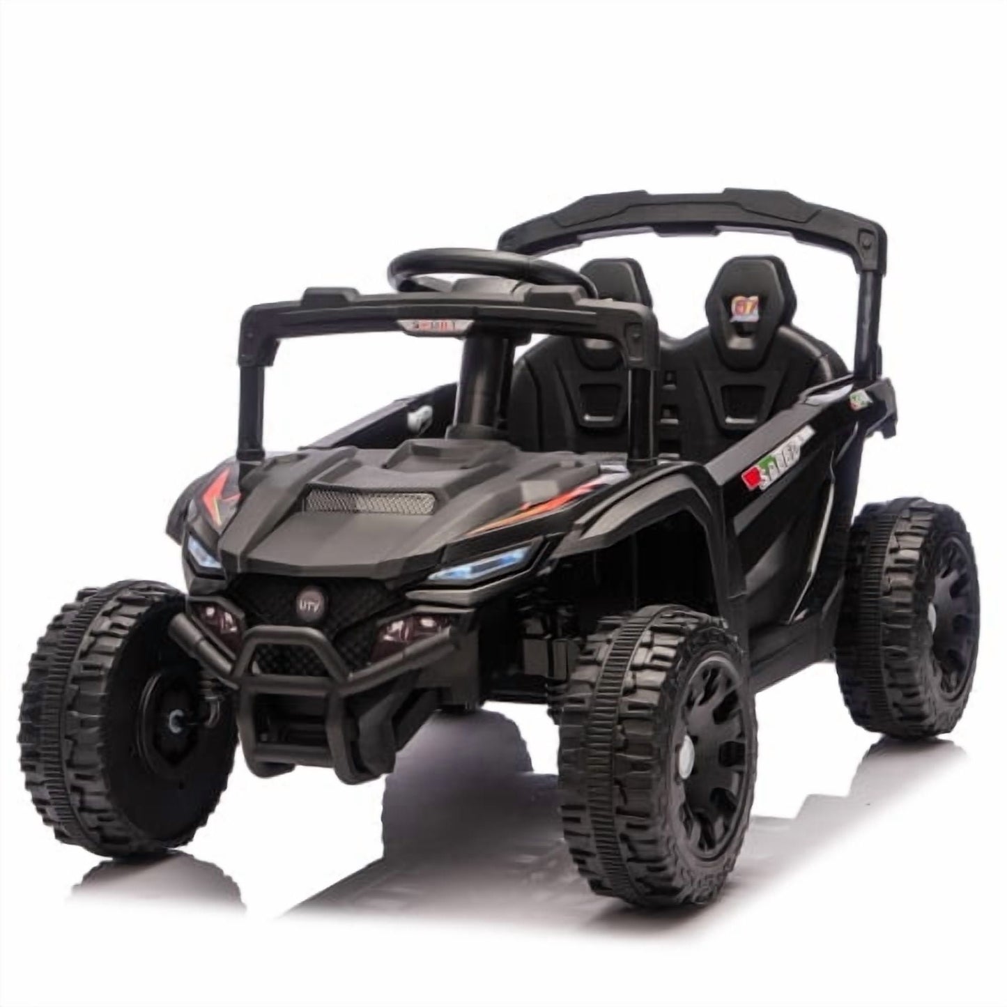 24V Kids Ride on UTV with Remote Control, 4 Wheel Suspension Ride on toy, Anti-Collision Bar, Non-Slip Grip Wheels, Bluetooth Music, Power Display, Electric Toy Car for Kids Ages 3–5