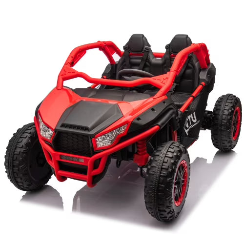 24V Two-seater Kids Ride On UTV w/Parents Control,20in seat width,400W Super high power,Four-wheel Suspension,Bluetooth,MP3,USB,LED Light,Horn,Rear storage space, for Kids aged 3+.