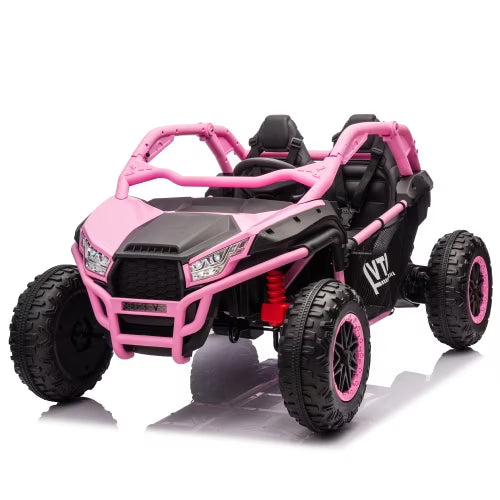24V Two-seater Kids Ride On UTV w/Parents Control,20in seat width,400W Super high power,Four-wheel Suspension,Bluetooth,MP3,USB,LED Light,Horn,Rear storage space, for Kids aged 3+.