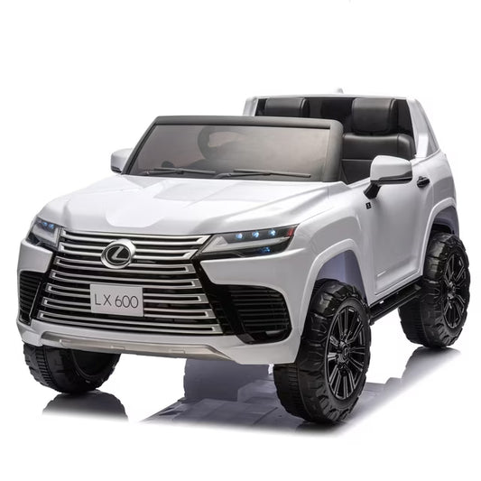24v Kids Two Seater Ride On Cars With Remote Control, Power Display, Bluetooth, Music, LEXUS LX600 Ride on Toy Cars With 20" Seat, 4 Wheel Suspension Electric Car for Kids Boy Girls, White