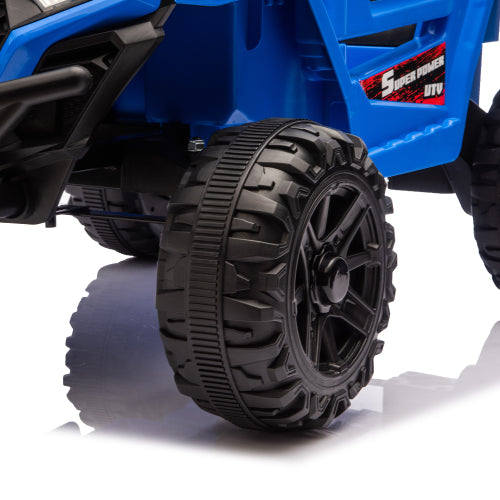 12v Kids Ride On Cars UTV With Remote Control, Ride on Toy/Anti-Collision Bar, High Chassis, Anti-Slip Wheels, Musie, 4 Wheel Suspension Electric Vehicle for Boys Or Girls, Blue