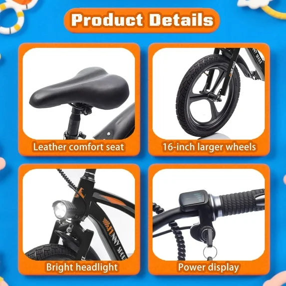 24V Kids Electric Dirt Bike, 300W Super Power Motor, 12.43 MPH Max Speed, 16" Pneumatic Tires, Adjustable Seat, Power Display, Powered Ride On Motorcycle for Boys Girls Ages 5-12 Years Old