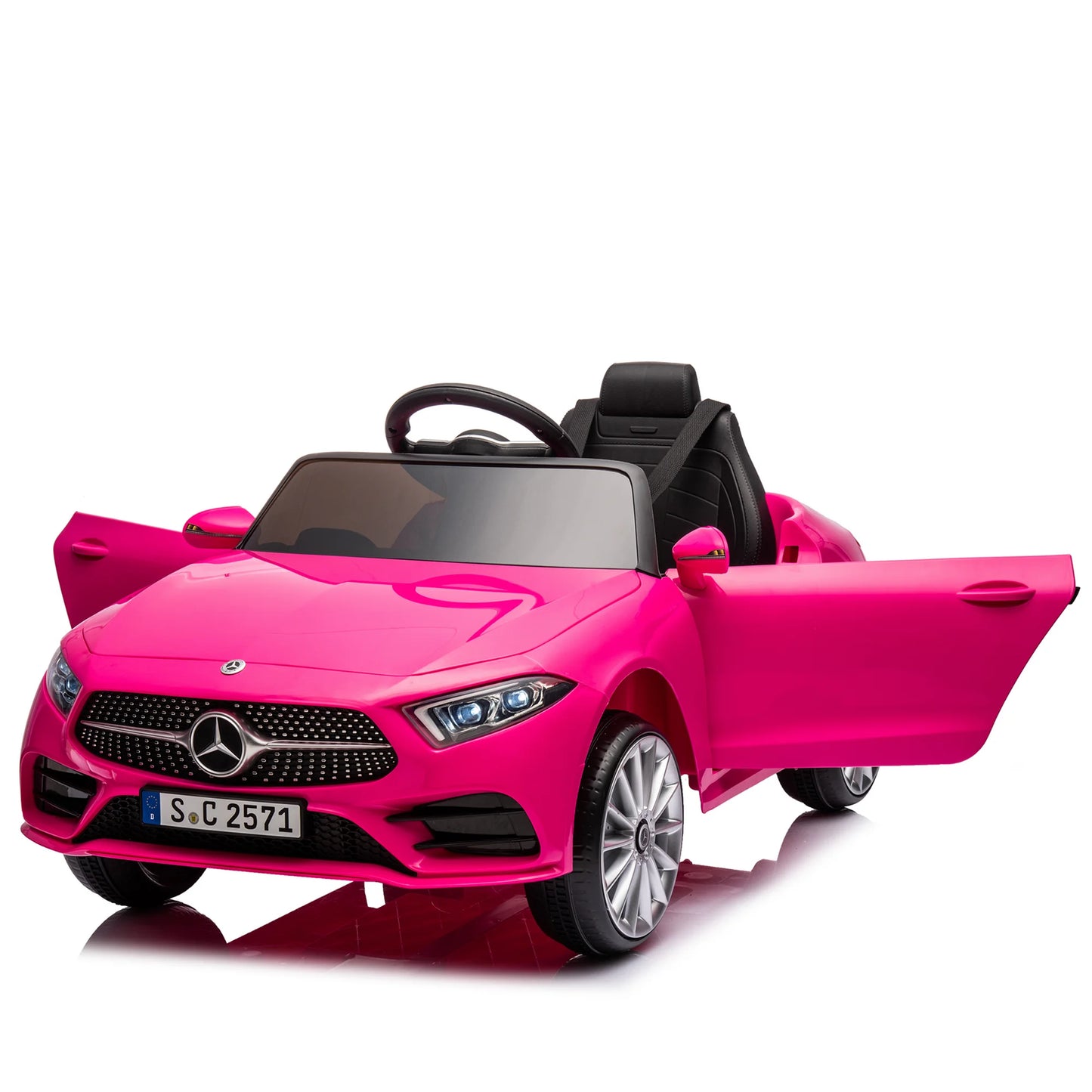 Kids Ride on Cars, 12V Powered Mercedes Benz Ride on Toys w/Remote Control, Music, Bluetooth, LED Light, USB, Power Display, Four Wheel Suspension Electric Car for Toddlers 3-6 Year Olds, Pink