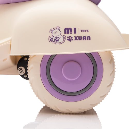 12V Kids Electric Motorcycle w/ 2.4G Remote Control, 3-Wheel Design & Soft-Start for Toddlers Ages 1-3 | Safe-Ride Lights & Bluetooth, Purple