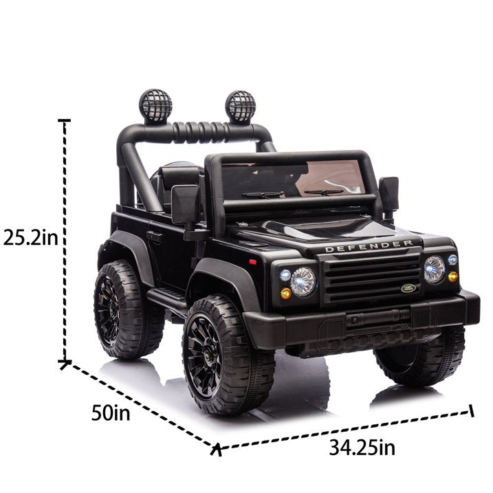 24v Kids Ride On Cars With Remote Control, Bluetooth, Music, Led Lights, 2015 Land Rover Defender 90 Battery Powered Ride On Cars Toys For Kids Boys Girls, 4 Wheel Suspension Electric Car, Black
