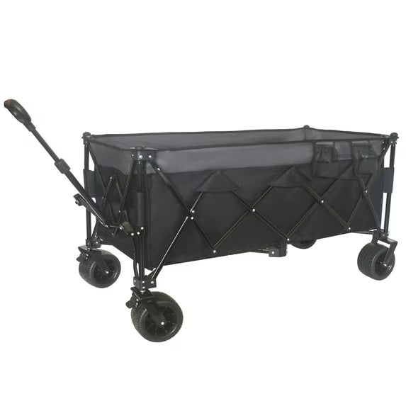 "51-inch Extended Heavy-Duty Foldable Utility Wagon, 480lbs Capacity Collapsible Wagon with All-Terrain Wheels and Brakes, Patented Ultra-Stable Steel Frame Garden Cart, No Assembly Required"