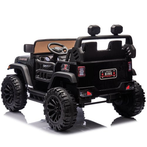 24V Two Seater Ride On Car Toys with Remote Control, 4 Wheel Suspension Electric Car for Kids, 400W Dual Motors, 19.69" Seat, LED Headlights, Searchlights, Bluetooth, Ride on Toys for Ages 3+, Black