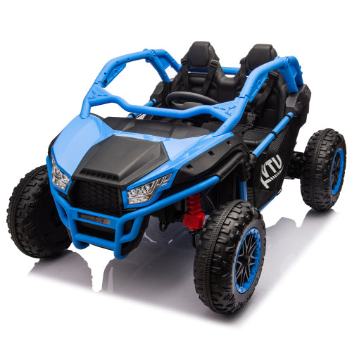 24V Two-seater Kids Ride On UTV w/Parents Control,20in seat width,400W Super high power,Four-wheel Suspension,Bluetooth,MP3,USB,LED Light,Horn,Rear storage space, for Kids aged 3+.
