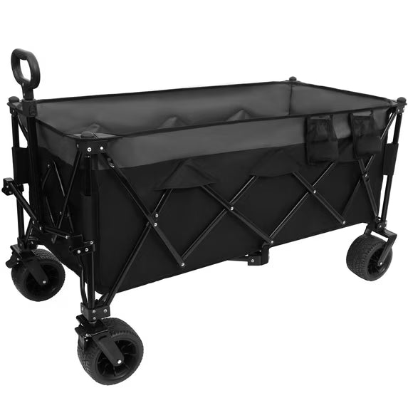 "51-inch Extended Heavy-Duty Foldable Utility Wagon, 480lbs Capacity Collapsible Wagon with All-Terrain Wheels and Brakes, Patented Ultra-Stable Steel Frame Garden Cart, No Assembly Required"