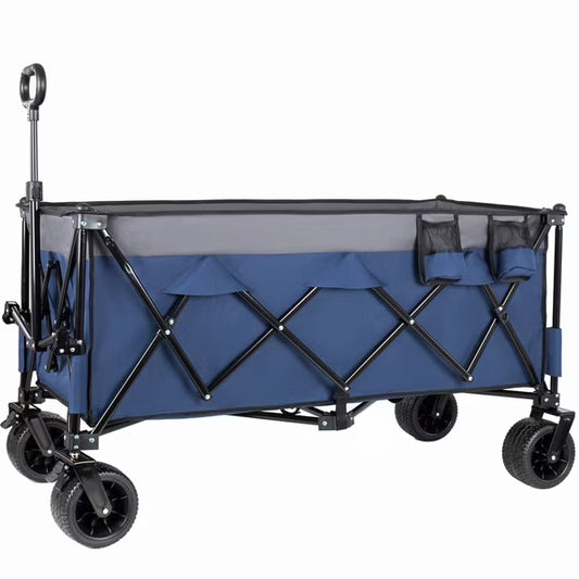 "51-inch Extended Heavy-Duty Foldable Utility Wagon, 480lbs Capacity Collapsible Wagon with All-Terrain Wheels and Brakes, Patented Ultra-Stable Steel Frame Garden Cart, No Assembly Required"